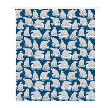 Polar Bear On Ice Pattern Print Polyester Shower Curtain