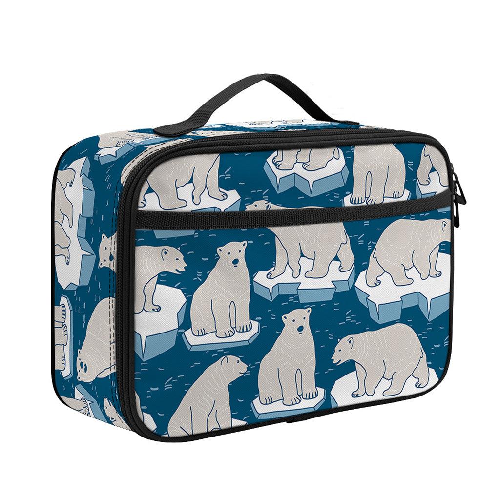 Polar Bear On Ice Pattern Print Portable Lunch Bag