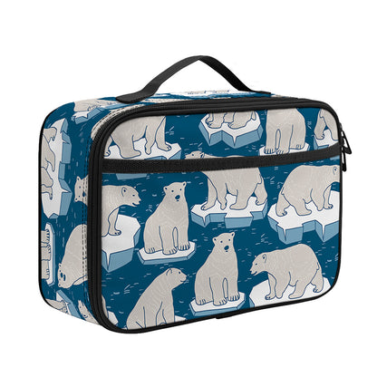 Polar Bear On Ice Pattern Print Portable Lunch Bag