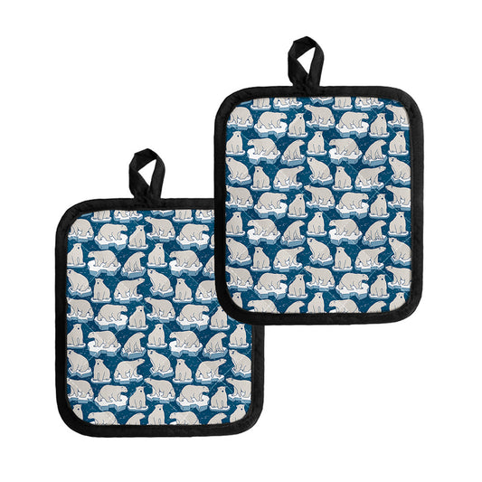 Polar Bear On Ice Pattern Print Pot Holders