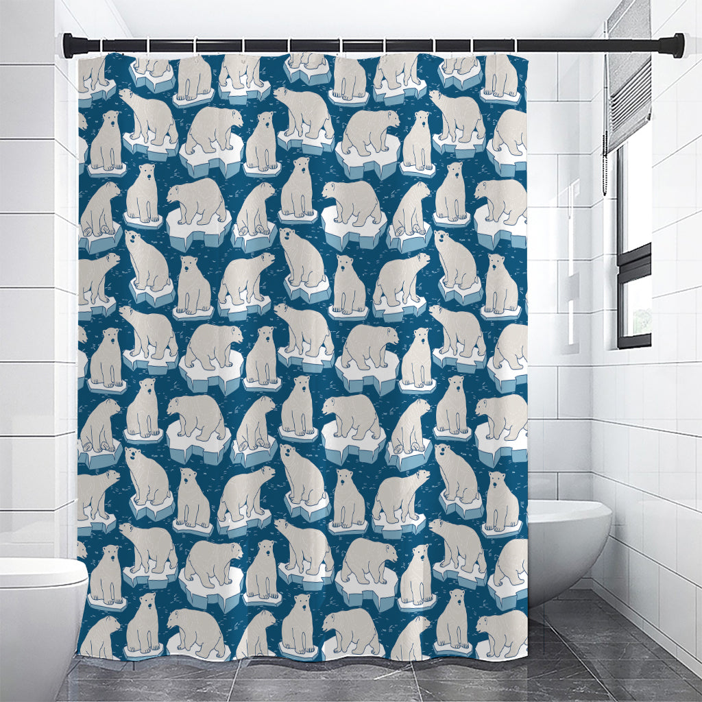 Polar Bear On Ice Pattern Print Premium Shower Curtain