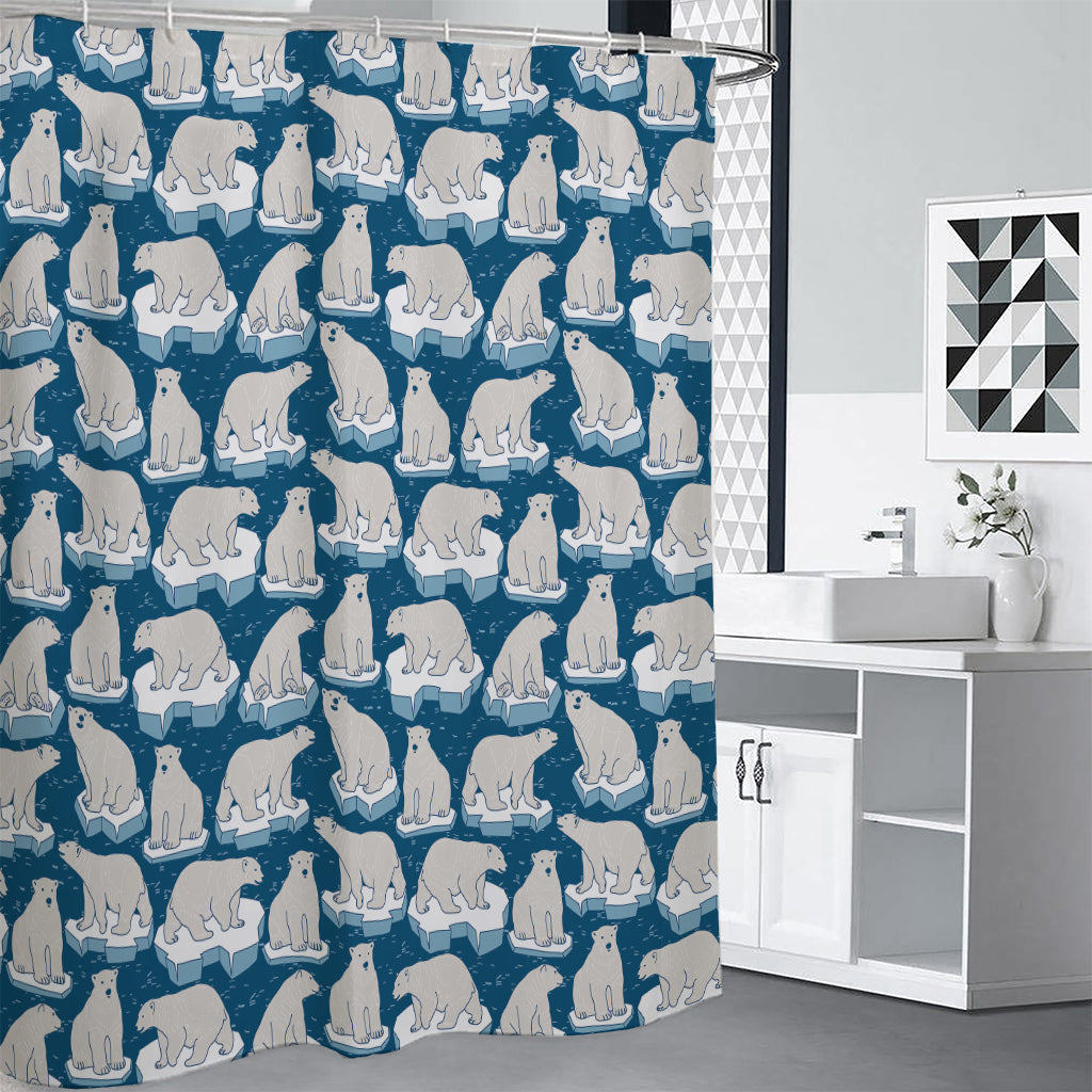 Polar Bear On Ice Pattern Print Premium Shower Curtain