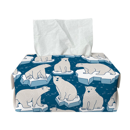Polar Bear On Ice Pattern Print Rectangle Tissue Box Cover
