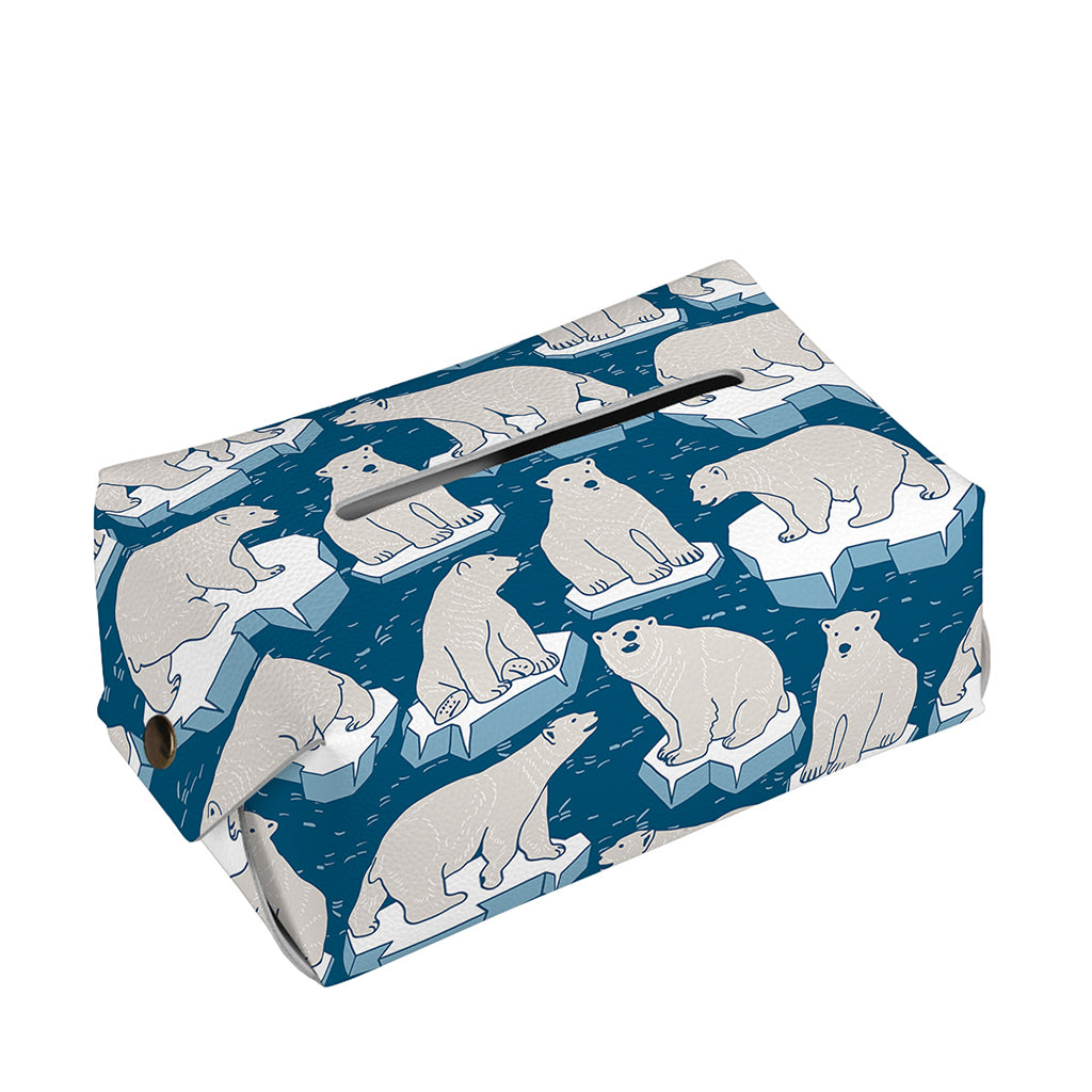 Polar Bear On Ice Pattern Print Rectangle Tissue Box Cover