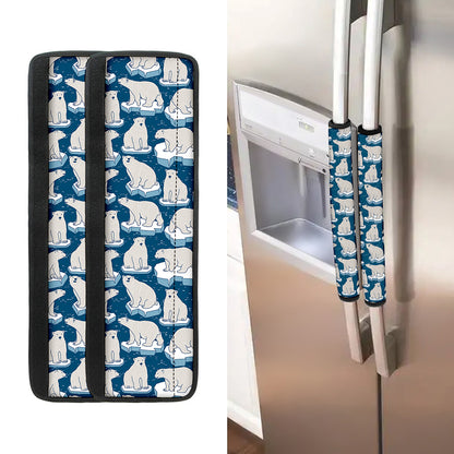 Polar Bear On Ice Pattern Print Refrigerator Handle Covers