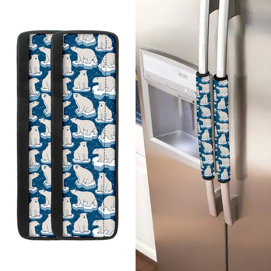 Polar Bear On Ice Pattern Print Refrigerator Handle Covers