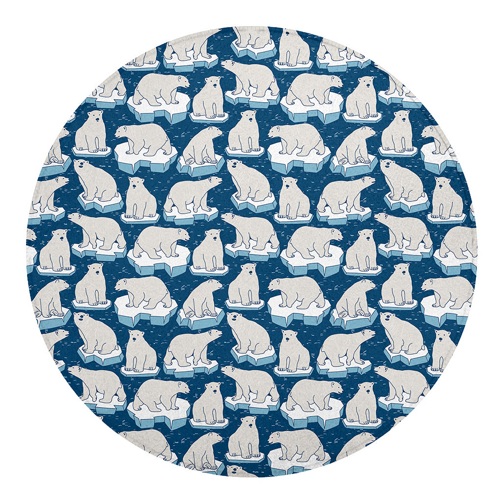 Polar Bear On Ice Pattern Print Round Blanket