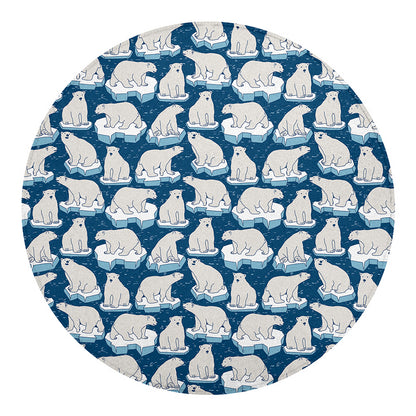 Polar Bear On Ice Pattern Print Round Blanket