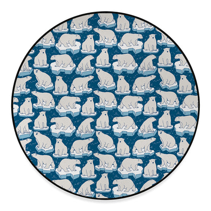 Polar Bear On Ice Pattern Print Round Floor Mat