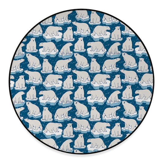 Polar Bear On Ice Pattern Print Round Floor Mat