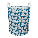 Polar Bear On Ice Pattern Print Round Laundry Basket