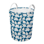 Polar Bear On Ice Pattern Print Round Laundry Basket