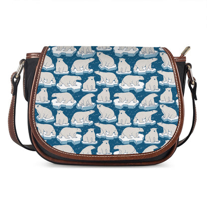 Polar Bear On Ice Pattern Print Saddle Bag