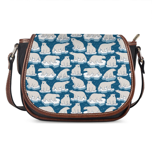 Polar Bear On Ice Pattern Print Saddle Bag
