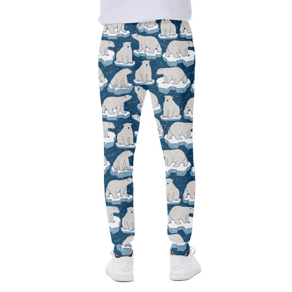 Polar Bear On Ice Pattern Print Scuba Joggers