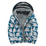 Polar Bear On Ice Pattern Print Sherpa Lined Zip Up Hoodie