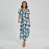 Polar Bear On Ice Pattern Print Short Sleeve Maxi Dress