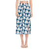 Polar Bear On Ice Pattern Print Side Slit Midi Skirt