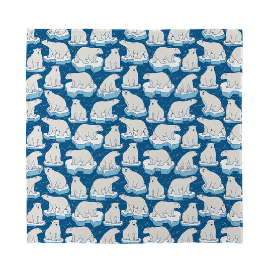 Polar Bear On Ice Pattern Print Silk Bandana