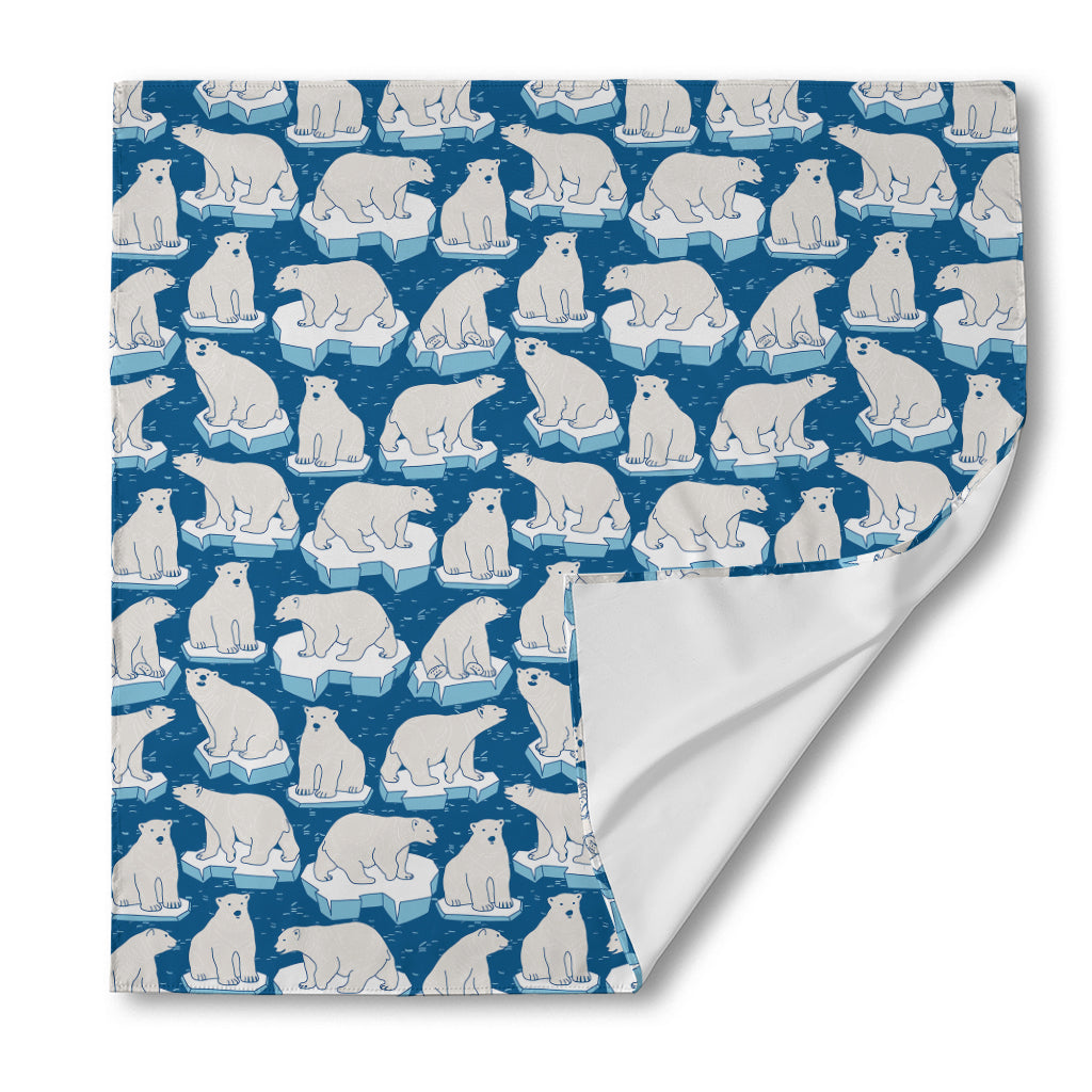 Polar Bear On Ice Pattern Print Silk Bandana
