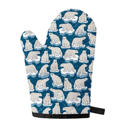 Polar Bear On Ice Pattern Print Single Oven Mitt