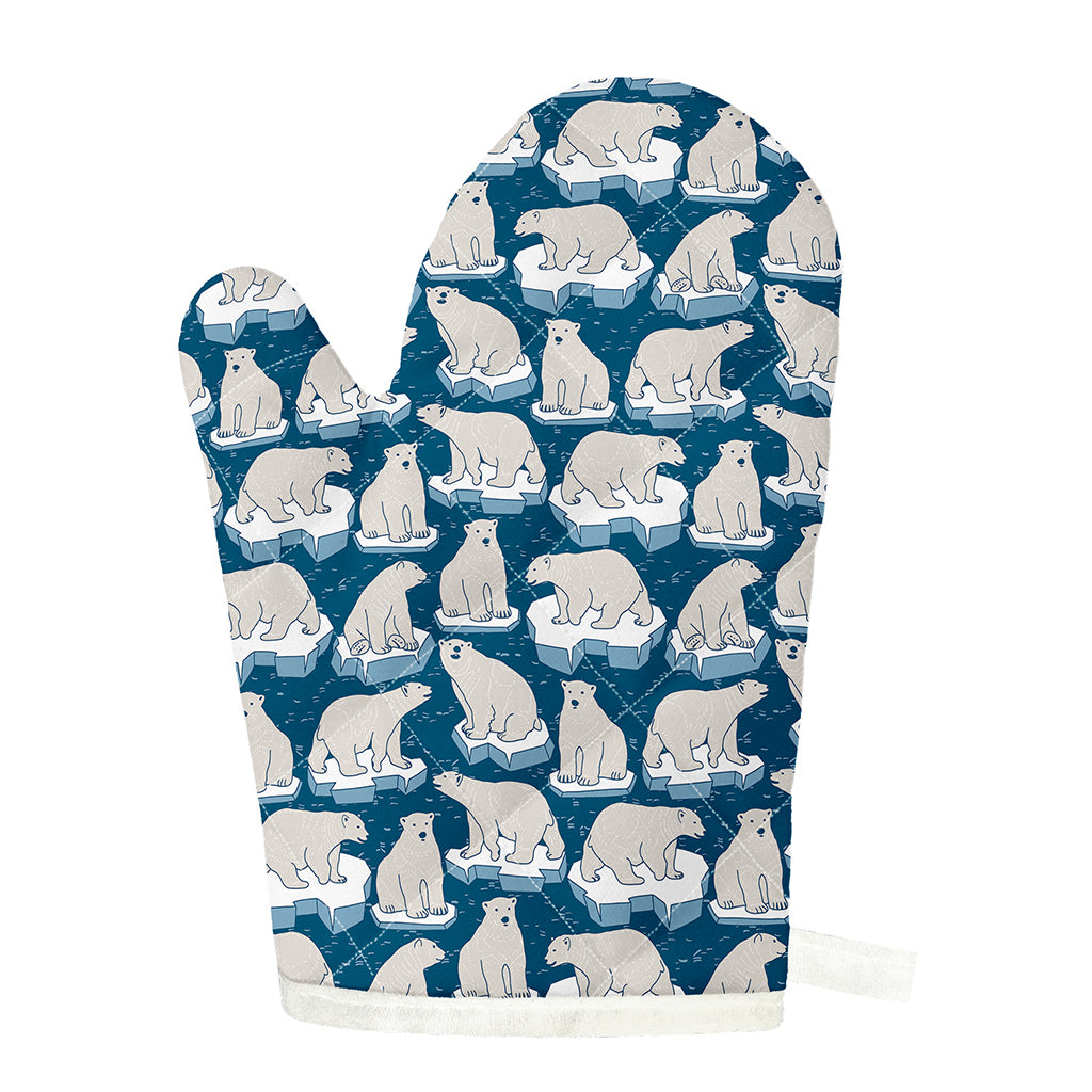 Polar Bear On Ice Pattern Print Single Oven Mitt