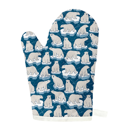 Polar Bear On Ice Pattern Print Single Oven Mitt