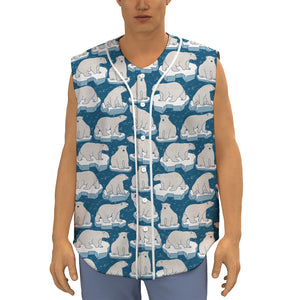 Polar Bear On Ice Pattern Print Sleeveless Baseball Jersey