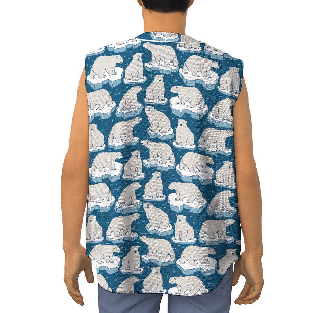 Polar Bear On Ice Pattern Print Sleeveless Baseball Jersey