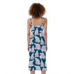 Polar Bear On Ice Pattern Print Slim Fit Midi Cami Dress
