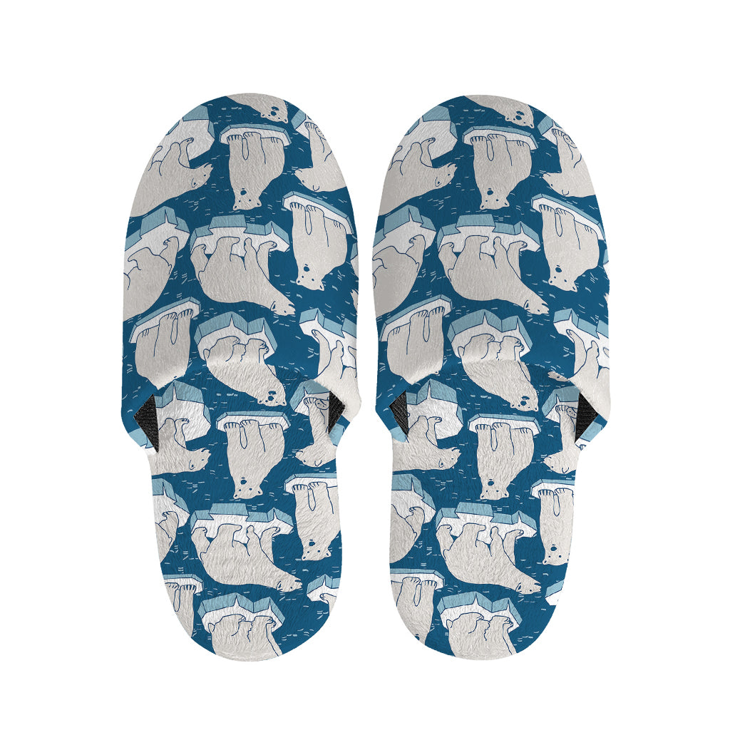 Polar Bear On Ice Pattern Print Slippers