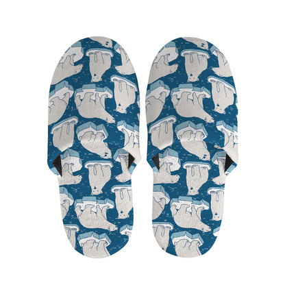 Polar Bear On Ice Pattern Print Slippers