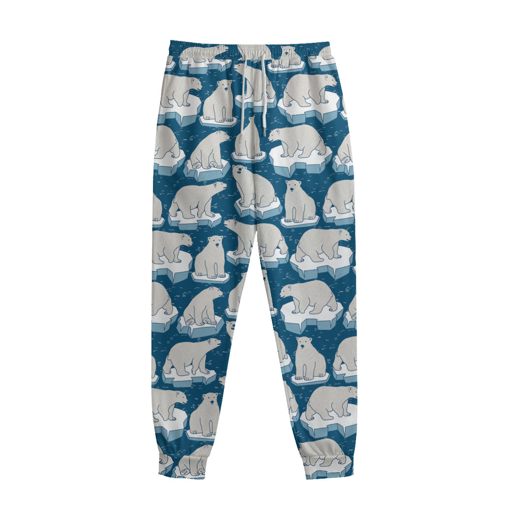 Polar Bear On Ice Pattern Print Sweatpants