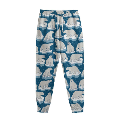 Polar Bear On Ice Pattern Print Sweatpants