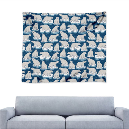 Polar Bear On Ice Pattern Print Tapestry