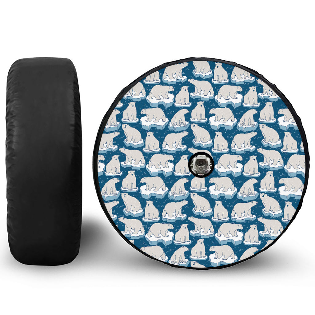 Polar Bear On Ice Pattern Print Tire Cover With Camera Hole