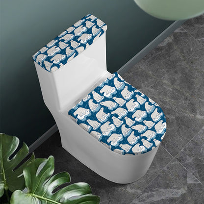 Polar Bear On Ice Pattern Print Toilet Lid And Tank Cover Set