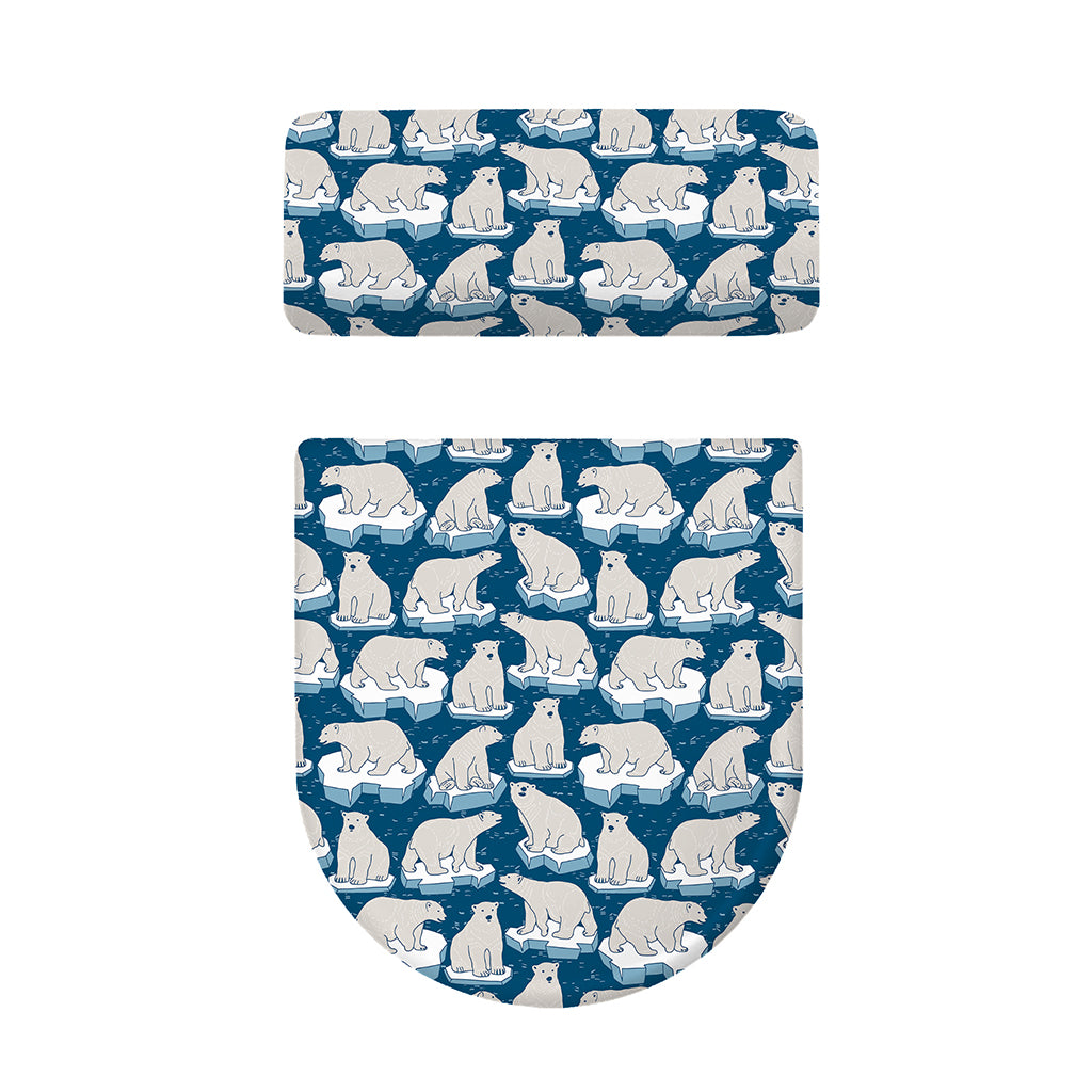 Polar Bear On Ice Pattern Print Toilet Lid And Tank Cover Set