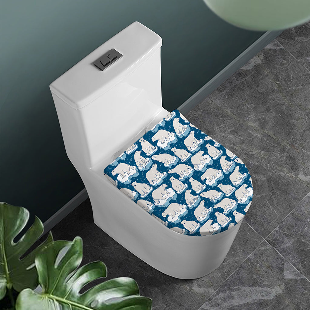 Polar Bear On Ice Pattern Print Toilet Lid Cover