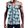 Polar Bear On Ice Pattern Print Men's Workout Tank Top