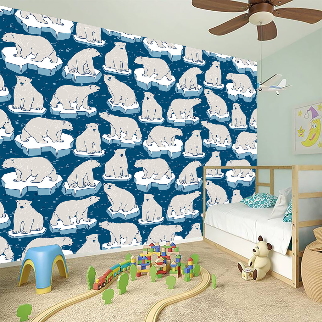 Polar Bear On Ice Pattern Print Wall Sticker