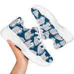 Polar Bear On Ice Pattern Print White Chunky Shoes