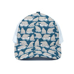 Polar Bear On Ice Pattern Print White Mesh Trucker Cap