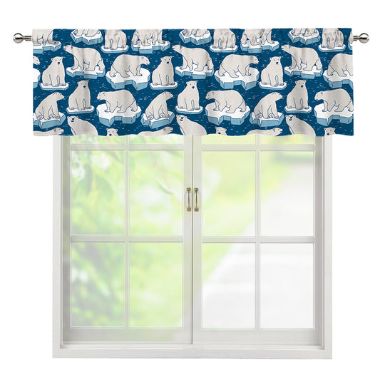 Polar Bear On Ice Pattern Print Window Valance