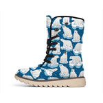Polar Bear On Ice Pattern Print Winter Boots
