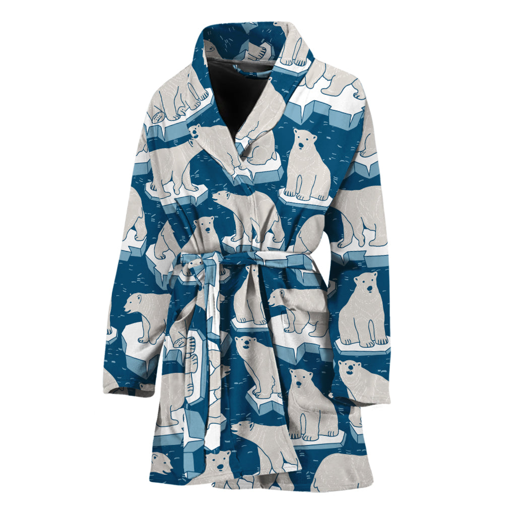 Polar Bear On Ice Pattern Print Women's Bathrobe