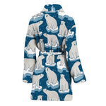 Polar Bear On Ice Pattern Print Women's Bathrobe