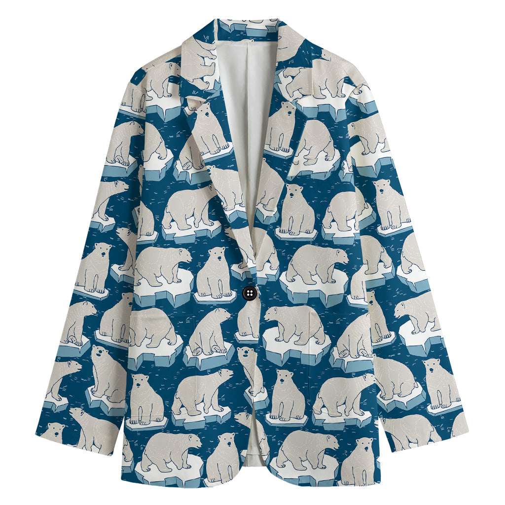 Polar Bear On Ice Pattern Print Women's Blazer