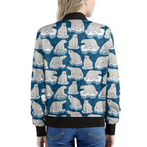 Polar Bear On Ice Pattern Print Women's Bomber Jacket