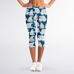 Polar Bear On Ice Pattern Print Women's Capri Leggings